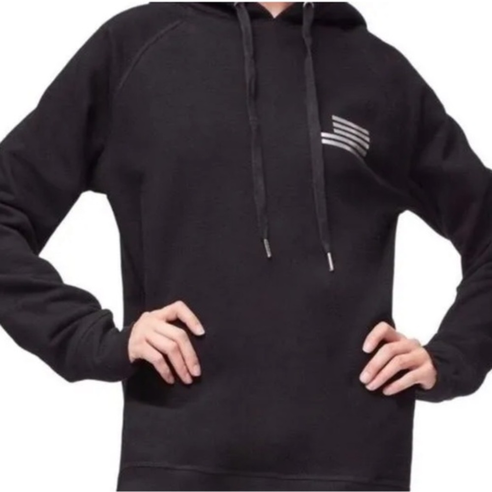 Good American NWT Black Oversize Large Back Logo Pull Over Hoodie size‎ 0/0